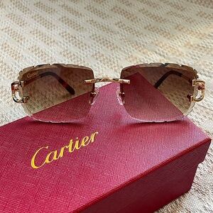 Cartier Gradient Brown Rimless Sunglasses